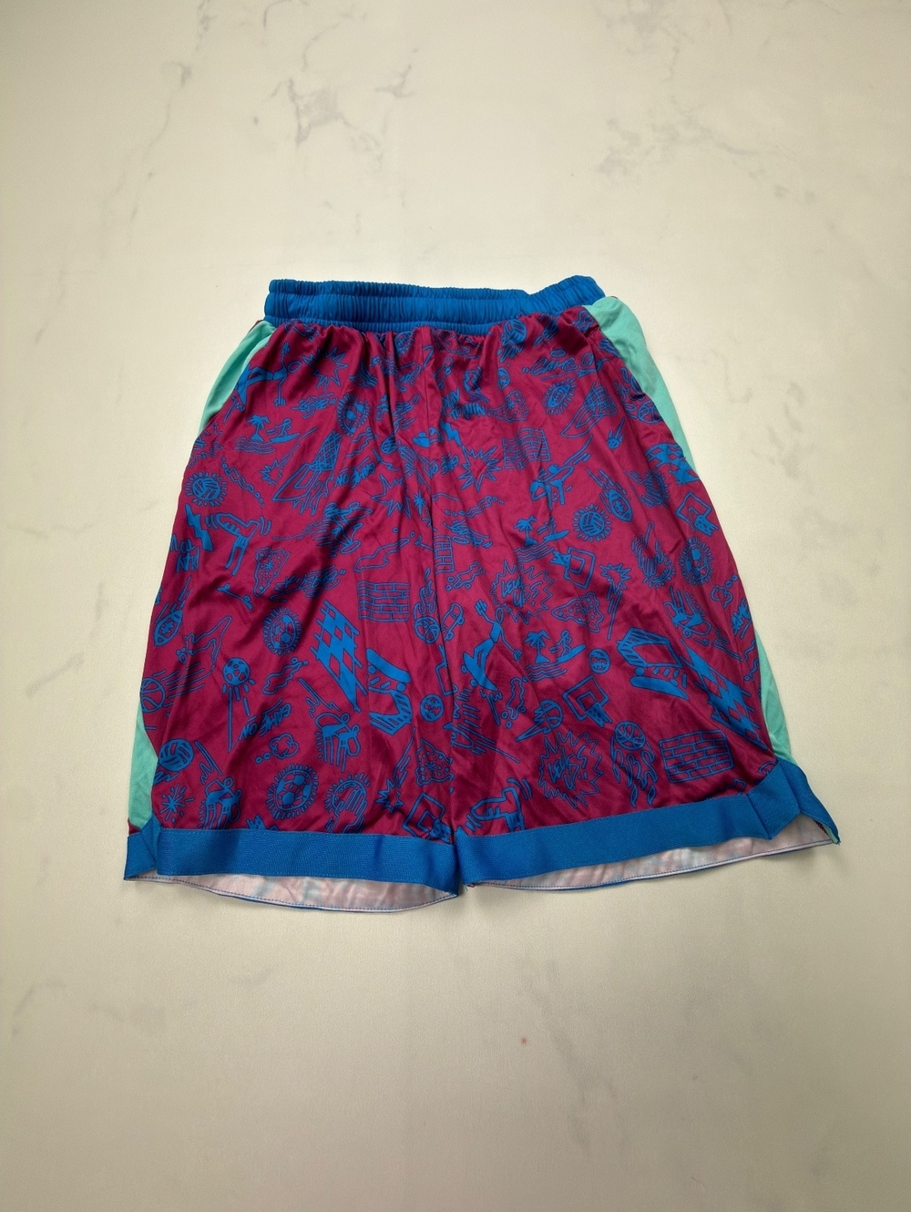 Tek Gear Printed Athletic Shorts Multicolor 90s Retro Bold Style - Boys L
